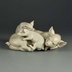 Винтажная фарфоровая статуэтка Испания Свинья с поросятами Хрюшки Lladro 5228 Playful Piglets