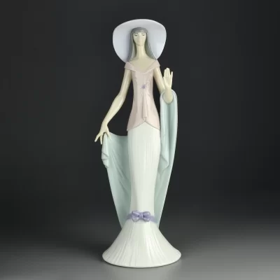 Винтажная фарфоровая статуэтка Испания Дама в шляпе Lladro 6213 Lady of Nice