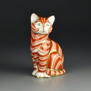 Винтажная фарфоровая фигура Кошка Кот пресс-папье Англия Royal Crown Derby 13,5 см