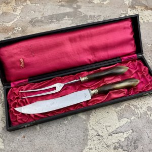 Антикварная вилка и нож для мяса Швейцария
