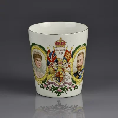 Антикварный английский коронационный стакан King Король George Георг V Королева Queen Mary Мария 1911 год