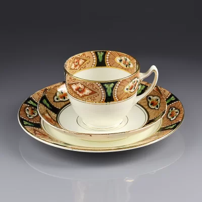 Антикварное чайное кофейное трио Чашка с блюдцем Тарелка Фарфор Англия Gladstone George Proctor & Co