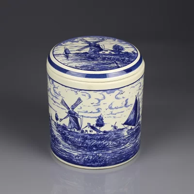 Винтажная керамическая чайница имбирница Delft Blauw