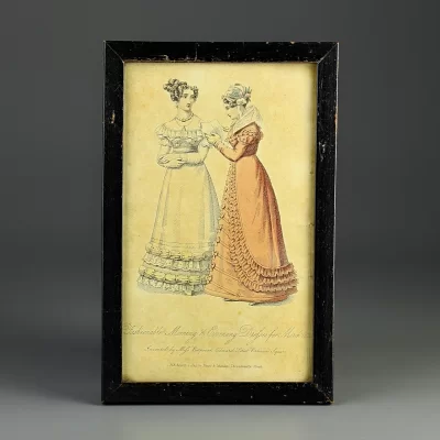 Антикварная английская иллюстрация Fashionable Morning and Evening Dresses for March 1824 Модные утренние и вечерние платья марта 1824 года