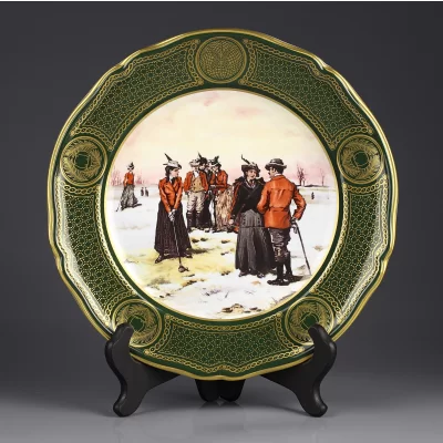 Тарелка винтажная фарфоровая настенная декоративная Гольф Англия Spode Antique Golf Series Plate 3