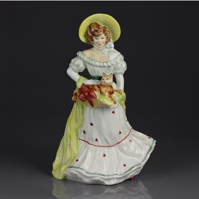 Винтажная фарфоровая статуэтка Англия Дама с кошкой Royal Doulton 3711 Jane Lady Doulton 1997