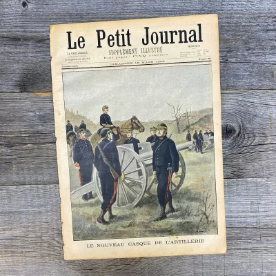 Антикварный журнал Франция Военные Артиллерия Le Petit Journal Nouveau Casque Artillerie 1902 год